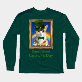 Happy St Patrick's Day Leprechaun Cat and Mouse Long Sleeve T-Shirt